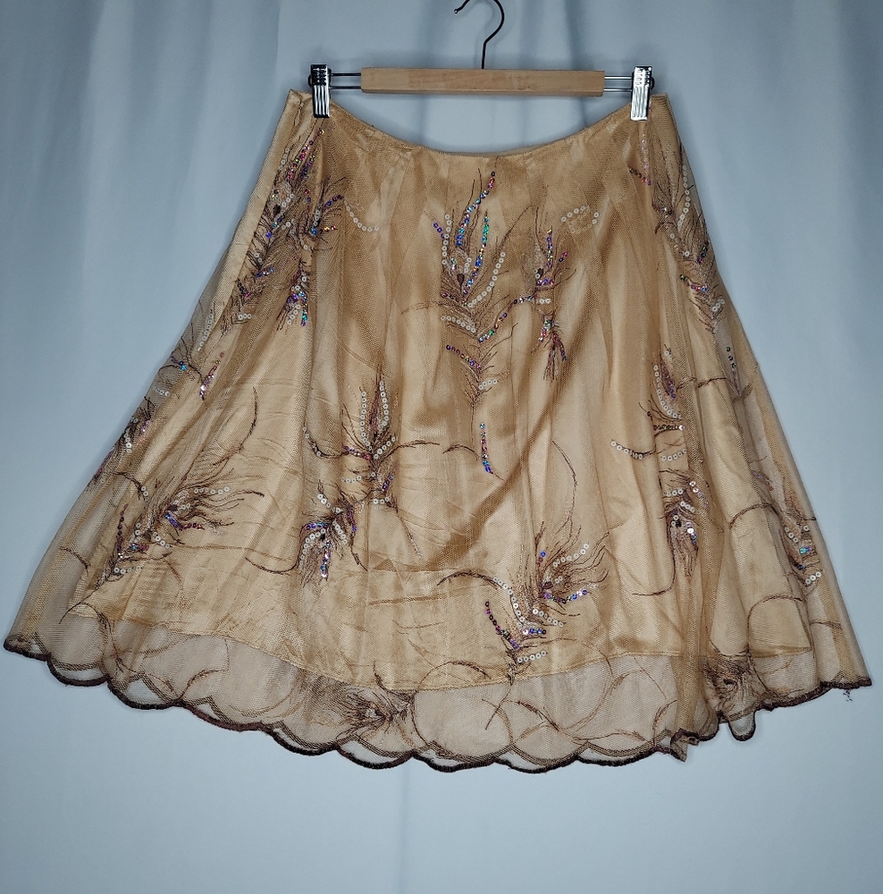 Designer Y2K Skirt Medium Sheer Mesh Sequin‎ Lined Fairycore Whimsigoth Nyard